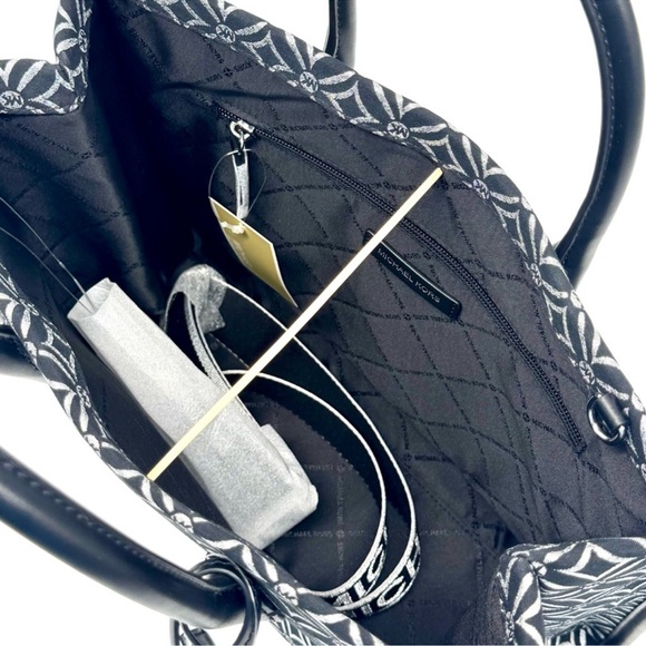 Michael Kors Mirella Medium Rainbow Logo Tote Bag Black/Silver - Picture 9 of 11